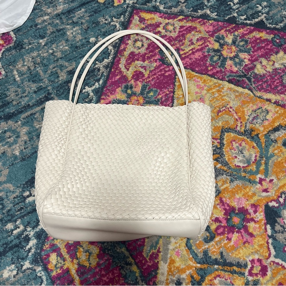 Anthropologie Cream Woven Tote Bag